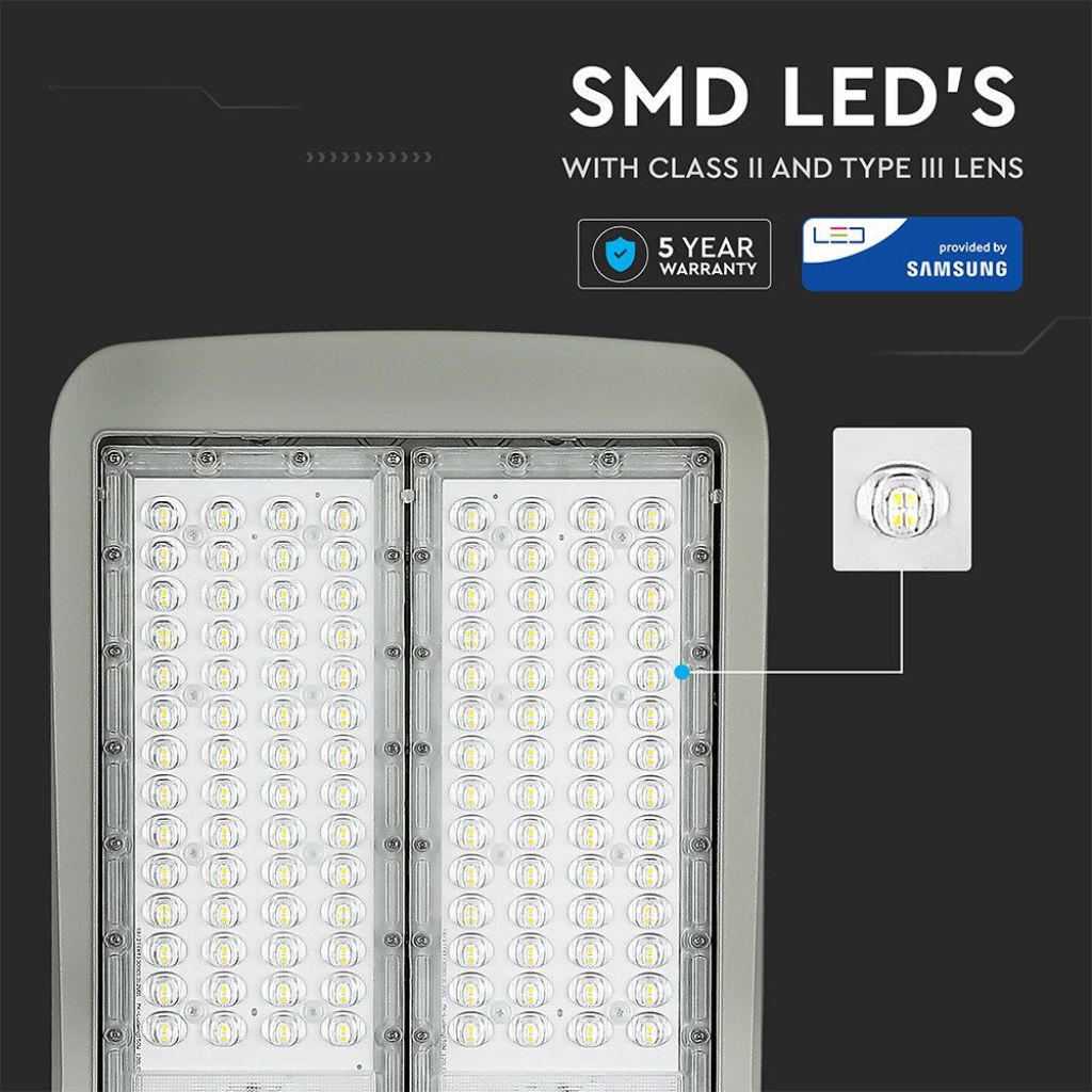 V-TAC PRO Armatura Stradale LED 150W, Chip Samsung, 140LM/W, Classe II, Grigio 4000K, Dimmerabile - VT-152ST