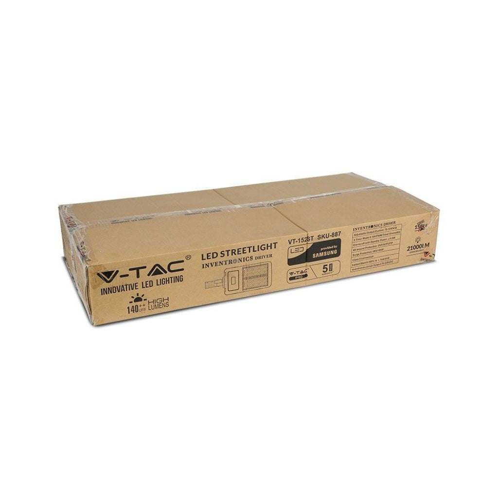 V-TAC PRO Armatura Stradale LED 150W con Chip Samsung, Classe II, 140LM/W, Dimmerabile, 5700K, Grigio - VT-152ST