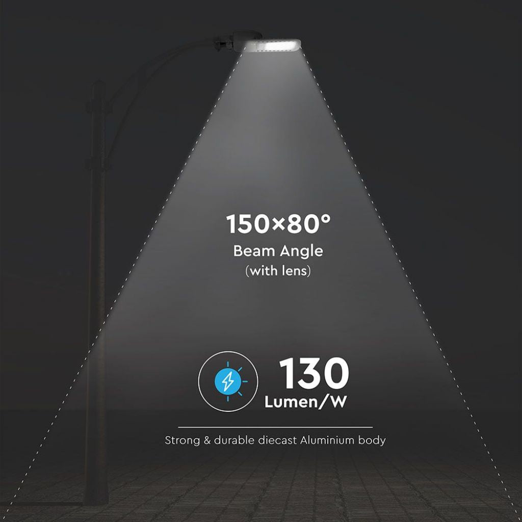 V-TAC PRO Armatura Stradale LED 160W con Chip Samsung, 130LM/W, Classe II, 4000K, Grigio, IP65 - VT-160ST