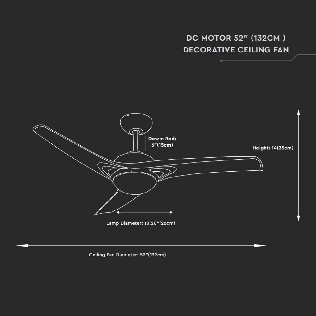 V-TAC Ventilatore LED da Soffitto 3 in 1 con Telecomando e Motore DC - VT-6055-3