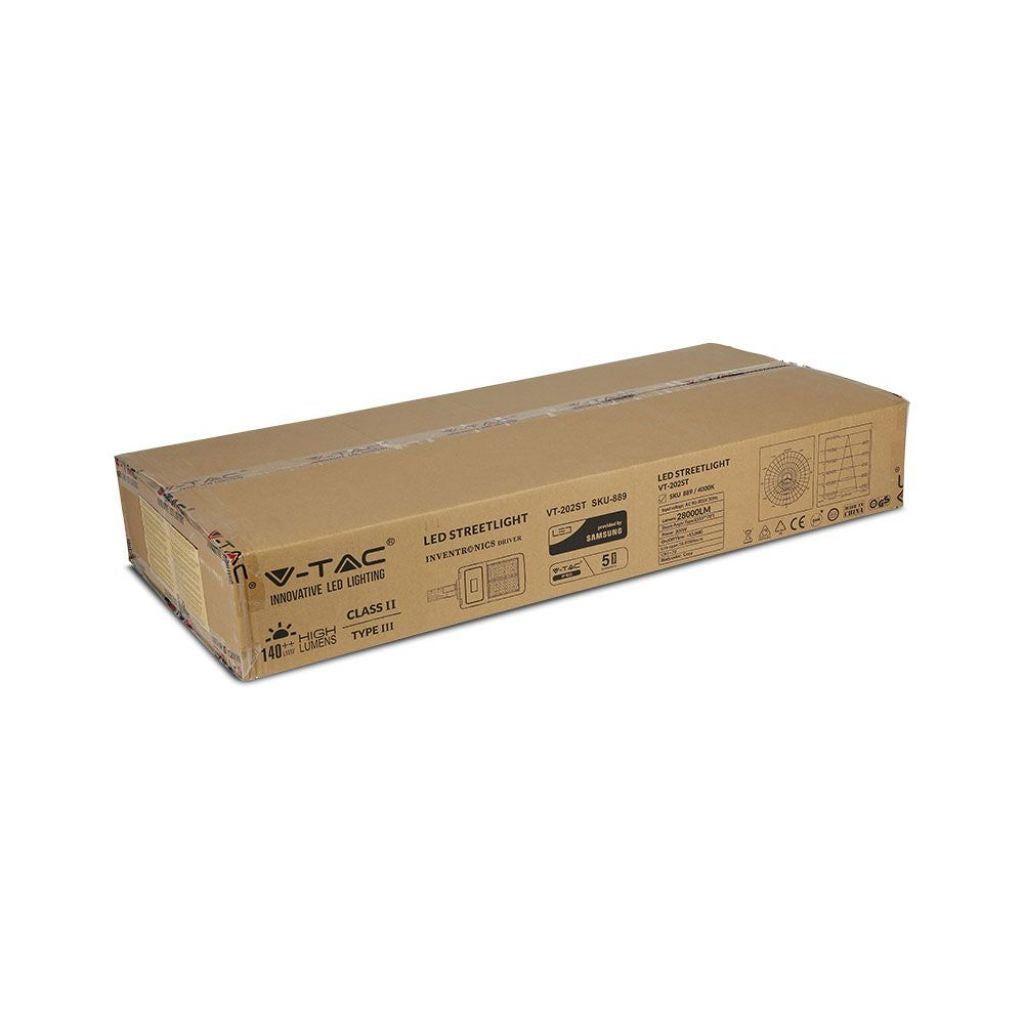 V-TAC PRO Armatura Stradale LED 200W con Chip Samsung, Classe II, 140LM/W, Dimmerabile, 5700K, Grigio, IP65 - VT-202ST